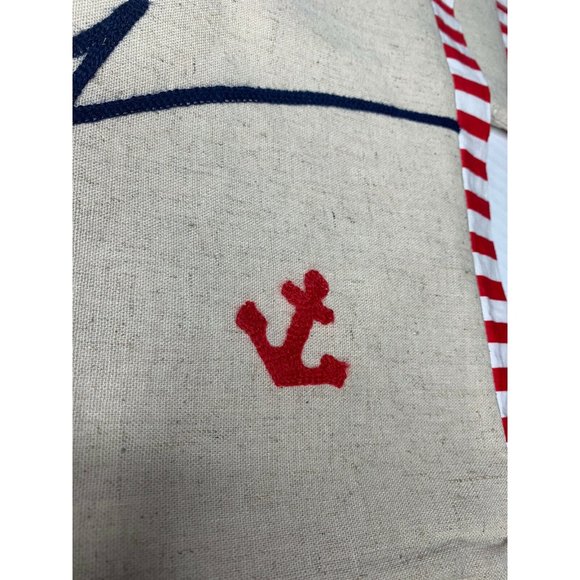 Ahoy Nautical Pillow Shams (2) Linen Blend NEW - Picture 2 of 6